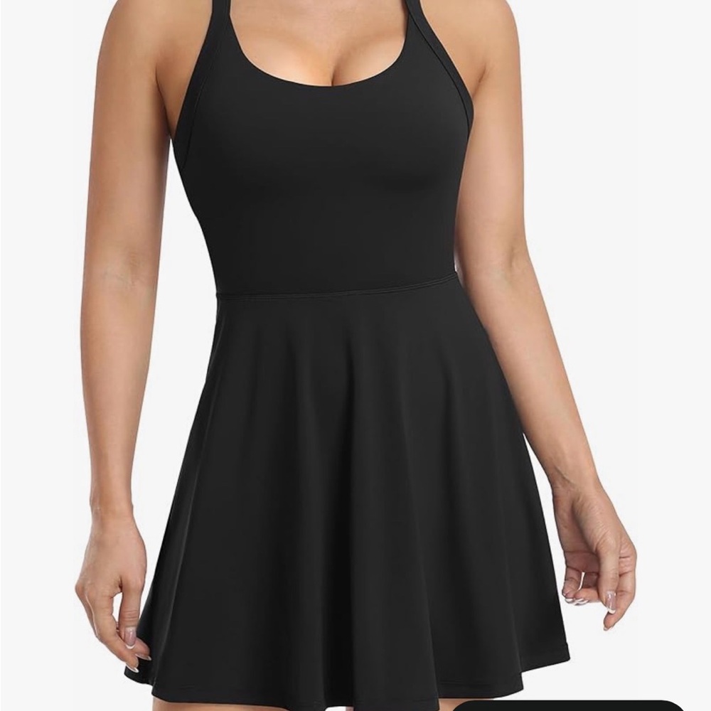 Women's Amazon Elegant Black Sleeveless Tennis Dress